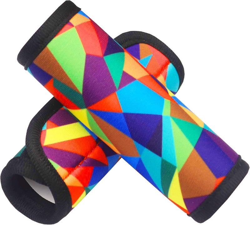 Gowraps Luggage Handle Wrap 2 Pack Luggage Handle Wraps for Suitcase Bright Neoprene Luggage Handle Covers/Extender/Identifiers-Travel Accessories Must Haves (Geometry-2 Pack) - Image 1